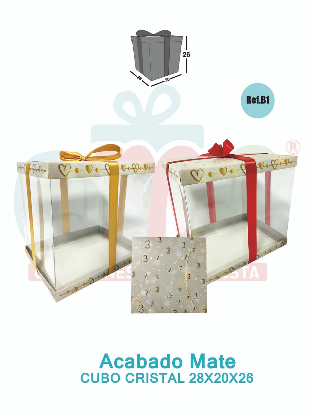 CAJA CUBO CRISTAL GRANDE 28X20X26 MATE B1