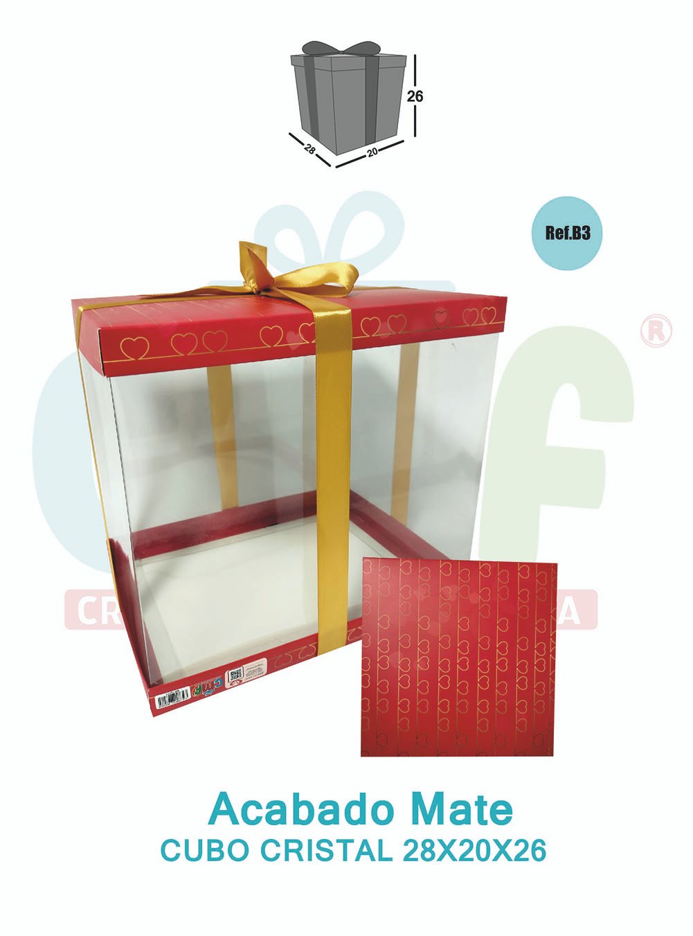 CAJA CUBO CRISTAL GRANDE 28X20X26 MATE B3