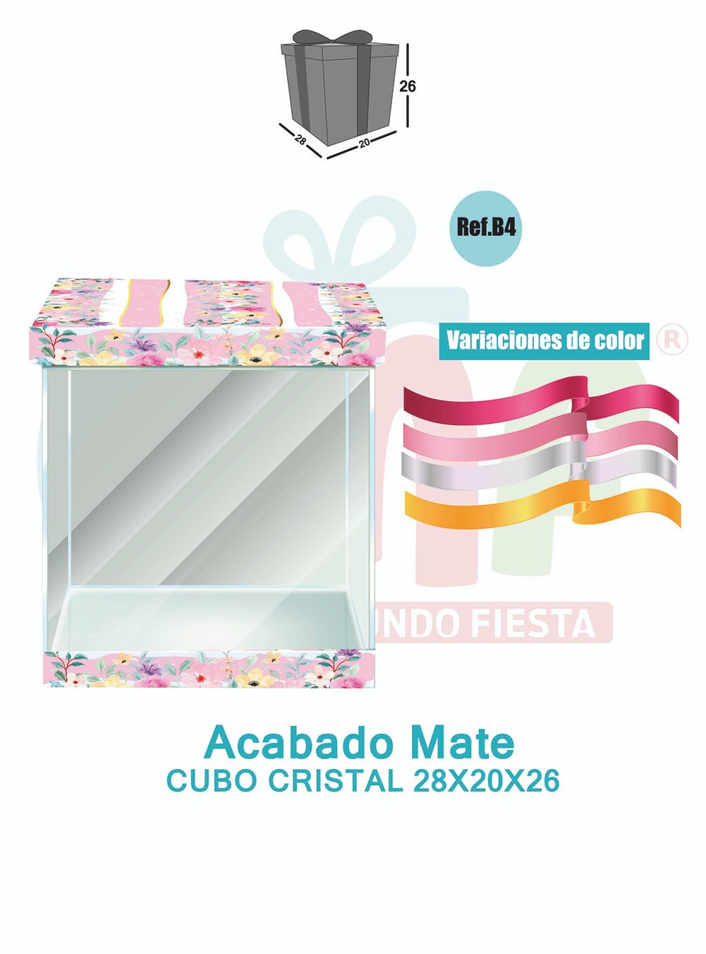 CAJA CUBO CRISTAL GRANDE 28X20X26 MATE B4