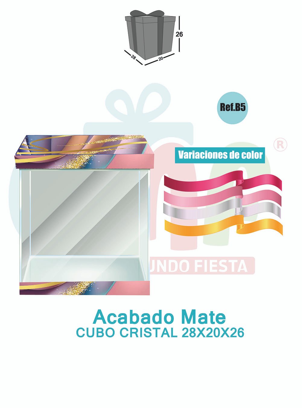 CAJA CUBO CRISTAL GRANDE 28X20X26 MATE B5