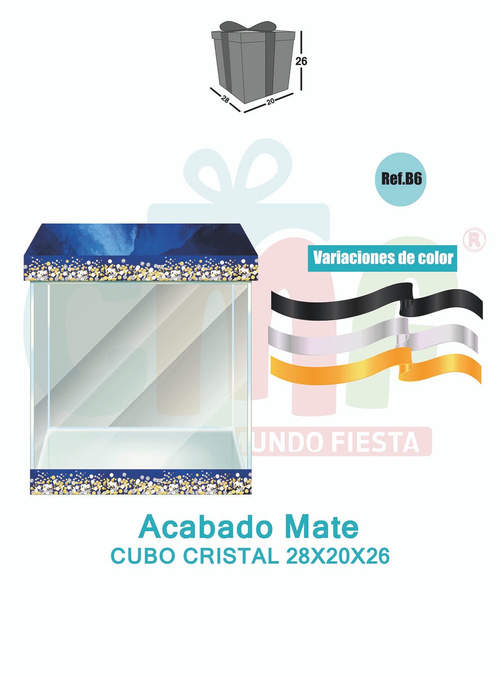 CAJA CUBO CRISTAL GRANDE 28X20X26 MATE B6