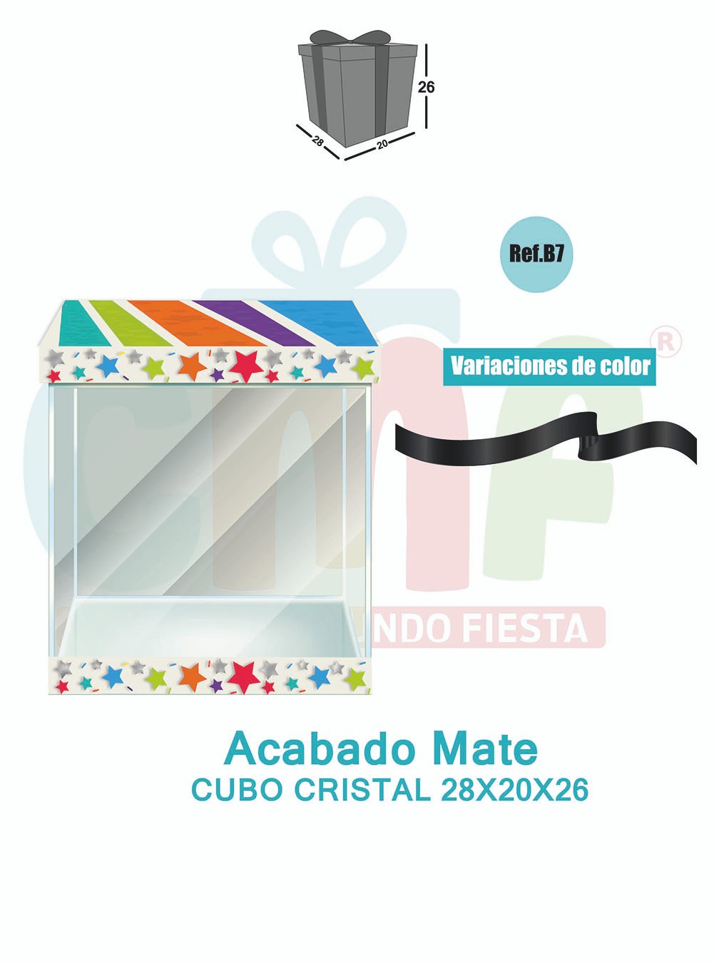 CAJA CUBO CRISTAL GRANDE 28X20X26 MATE B7