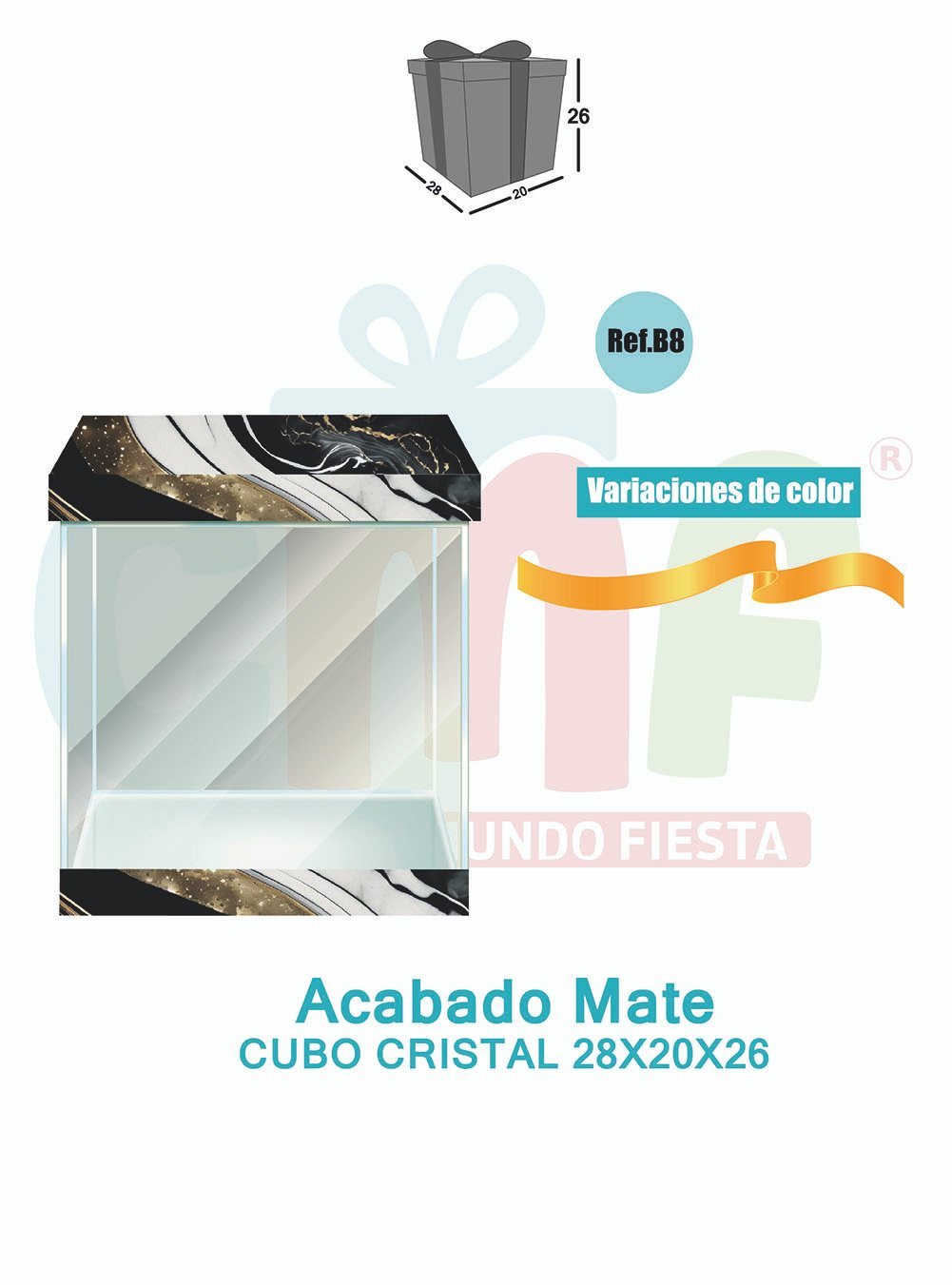 CAJA CUBO CRISTAL GRANDE 28X20X26 MATE B8