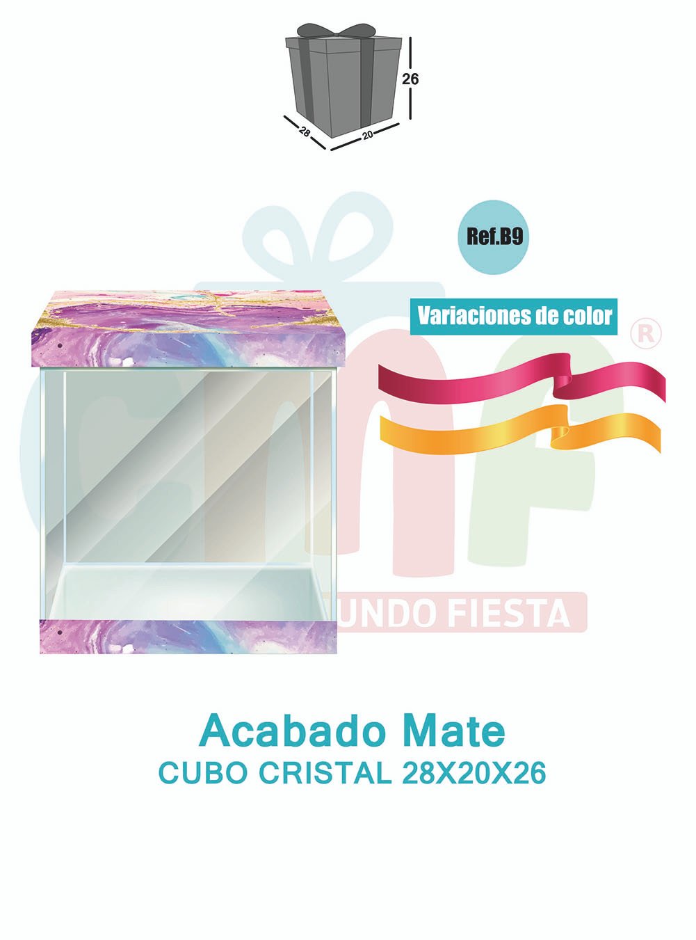 CAJA CUBO CRISTAL GRANDE 28X20X26 MATE B9