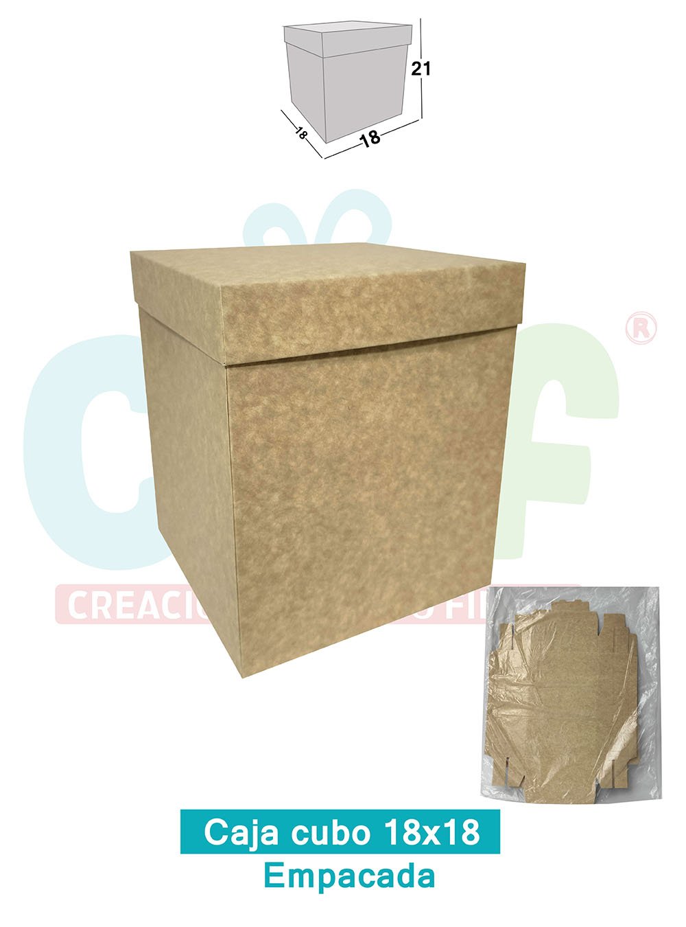 CAJA CUBO 18X18  