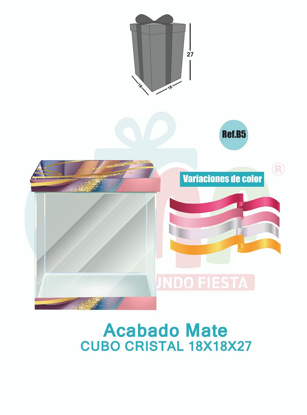 CAJA CUBO CRISTAL MEDIANA 18X18X27 MATE B5