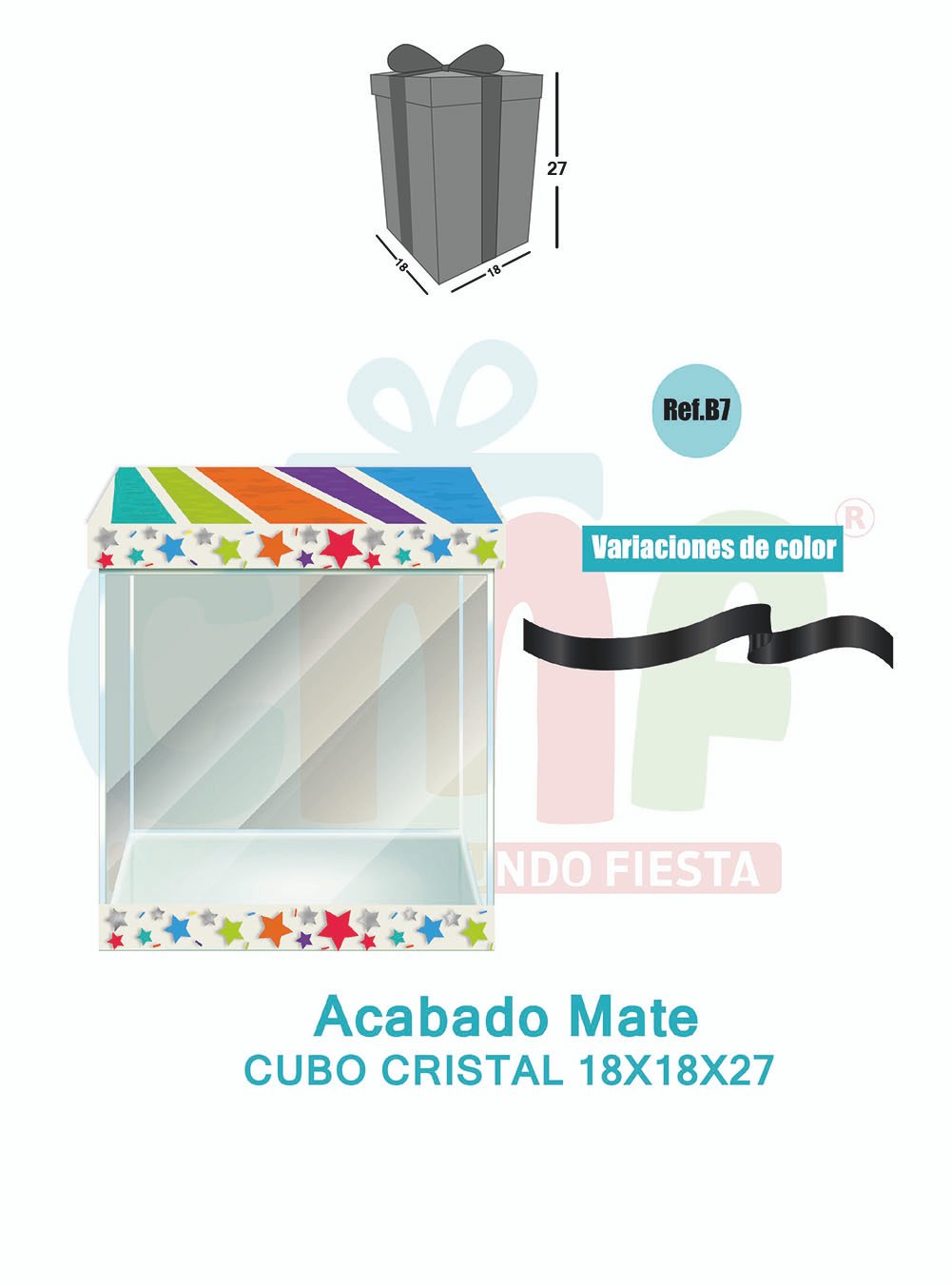 CAJA CUBO CRISTAL MEDIANA 18X18X27 MATE B7