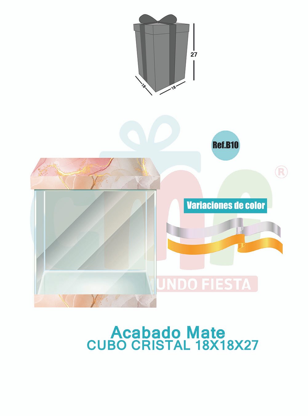 CAJA CUBO CRISTAL MEDIANA 18X18X27 MATE B10