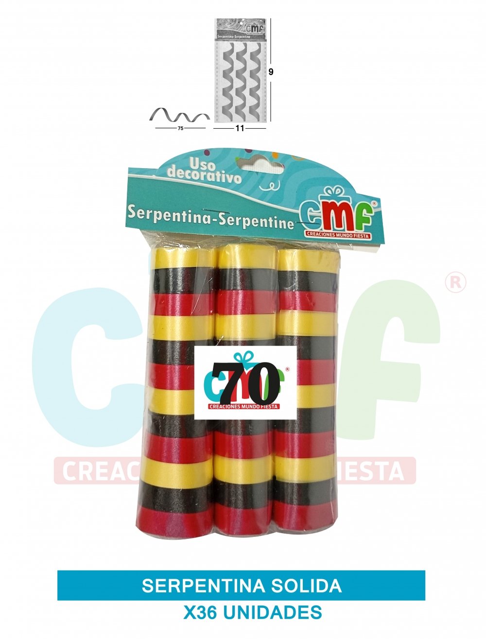 SERPENTINA SOLIDA X 36 TRICOLOR B 70