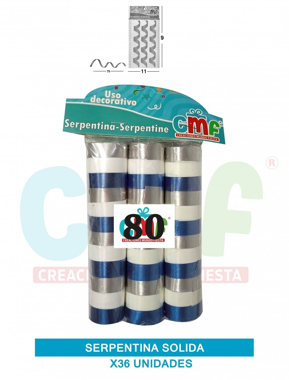 SERPENTINA SOLIDA X 36 TRICOLOR C 80