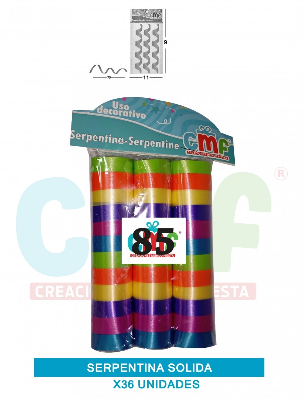 SERPENTINA SOLIDA X 36 MULTICOLOR A 85