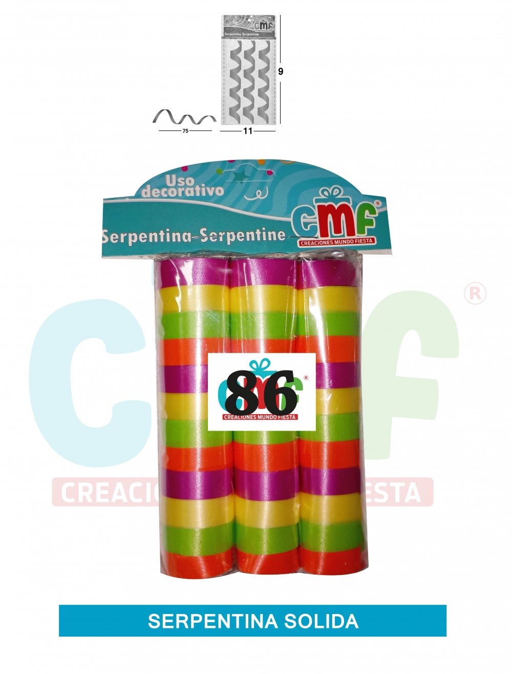 SERPENTINA SOLIDA X 36 MULTICOLOR A 86