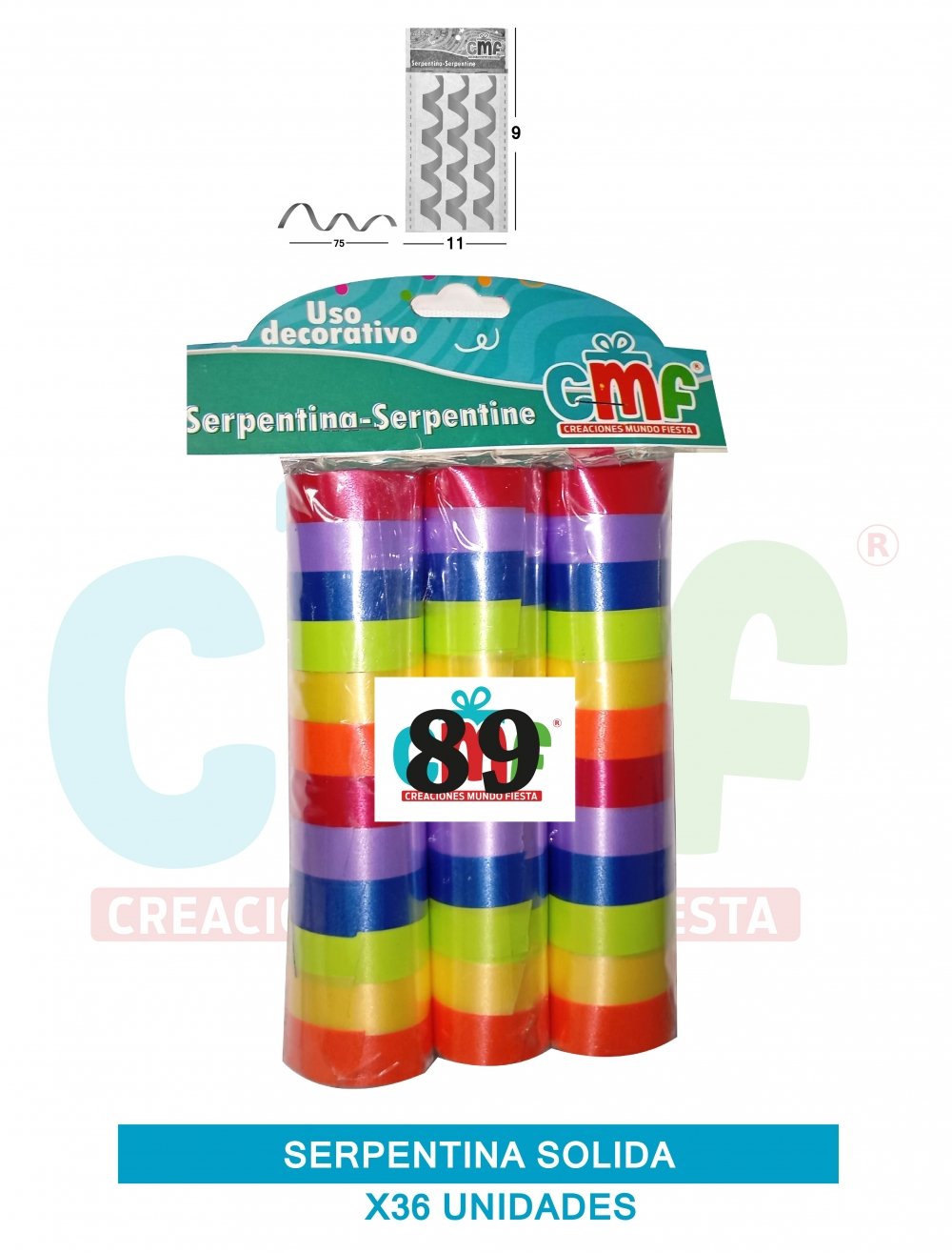 SERPENTINA SOLIDA X 36 MULTICOLOR A 89