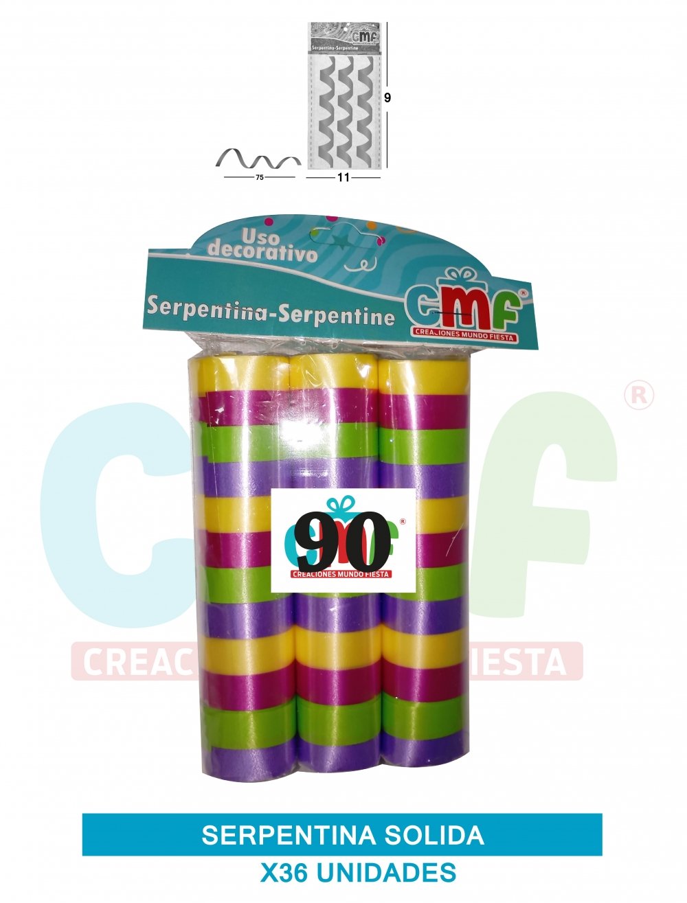 SERPENTINA SOLIDA X 36 MULTICOLOR A 90