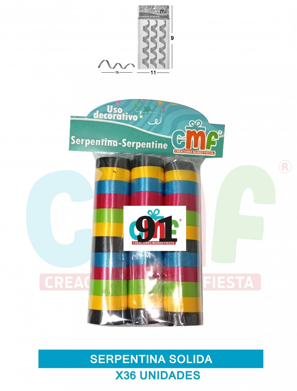 SERPENTINA SOLIDA X 36 MULTICOLOR A 91