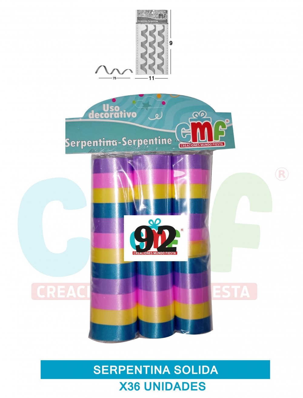 SERPENTINA SOLIDA X 36 MULTICOLOR A 92