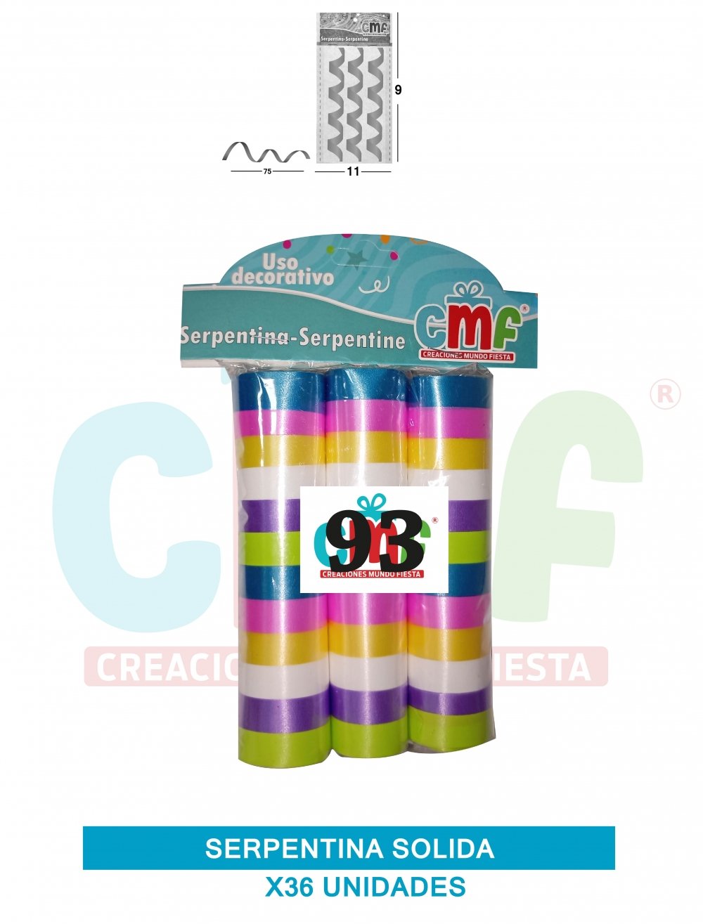 SERPENTINA SOLIDA X 36 MULTICOLOR A 93