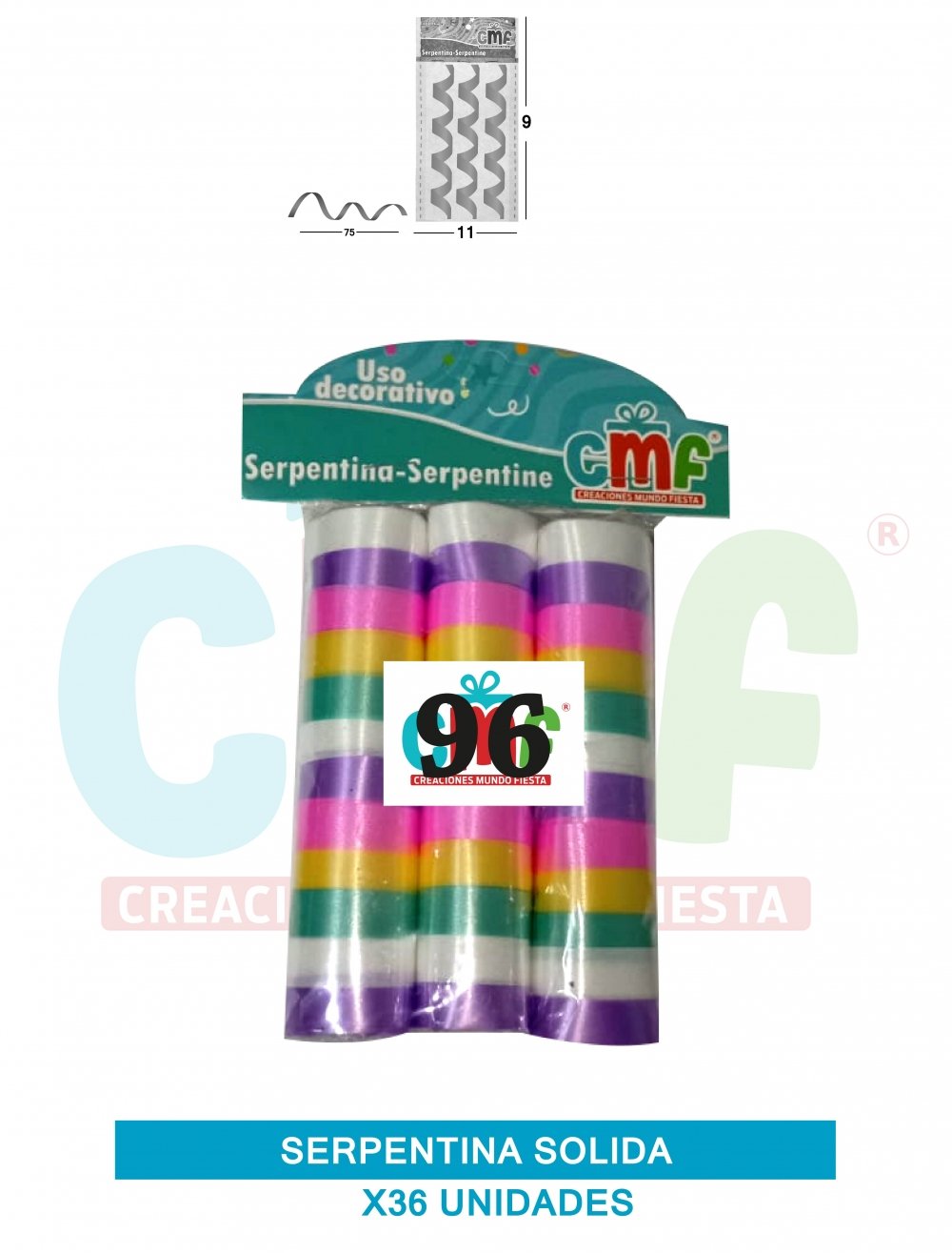 SERPENTINA SOLIDA X 36 MULTICOLOR A 96